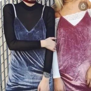 NWT Size Sm LF SEEK the Label pink stretch velvet mini dress